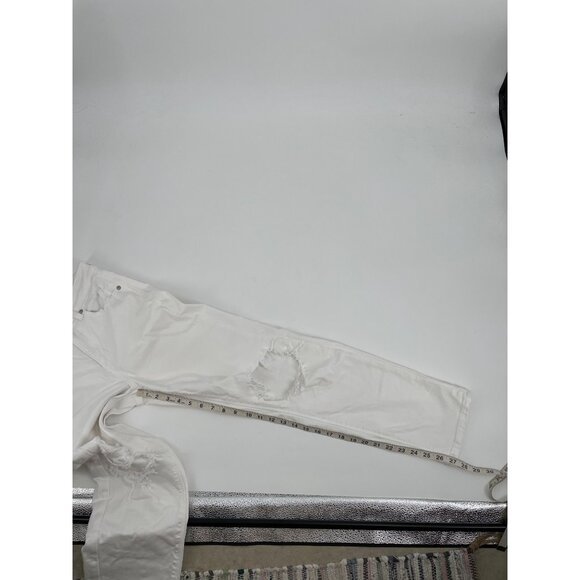 American Eagle Womens Size 2 Mom Straight Jeans Stretch Distressed White Casual - Picture 10 of 11